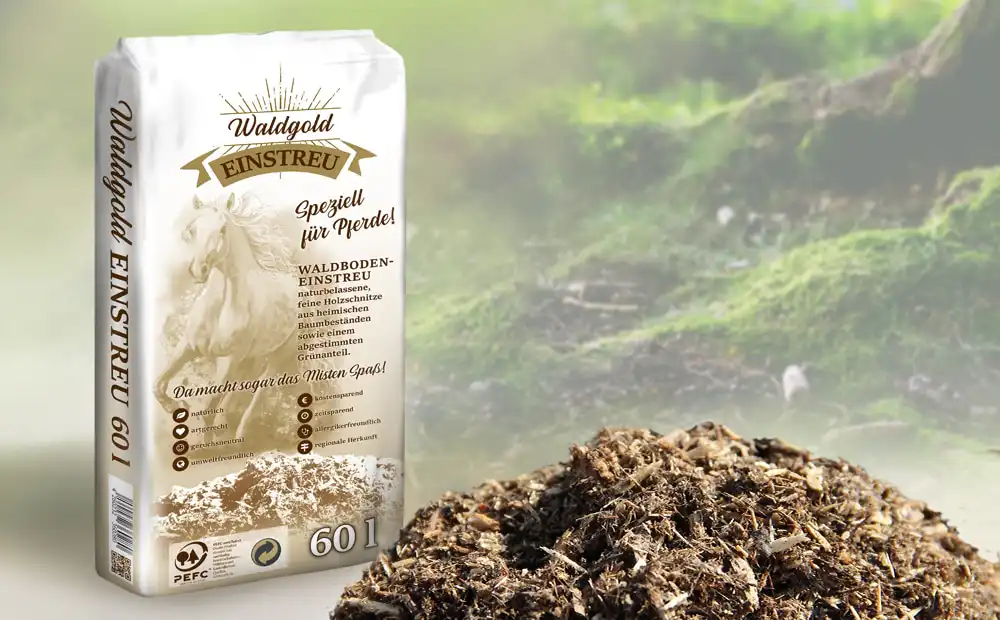 Waldgold Waldboden Pferdeeinstreu Palette 51 Säcke á 60L